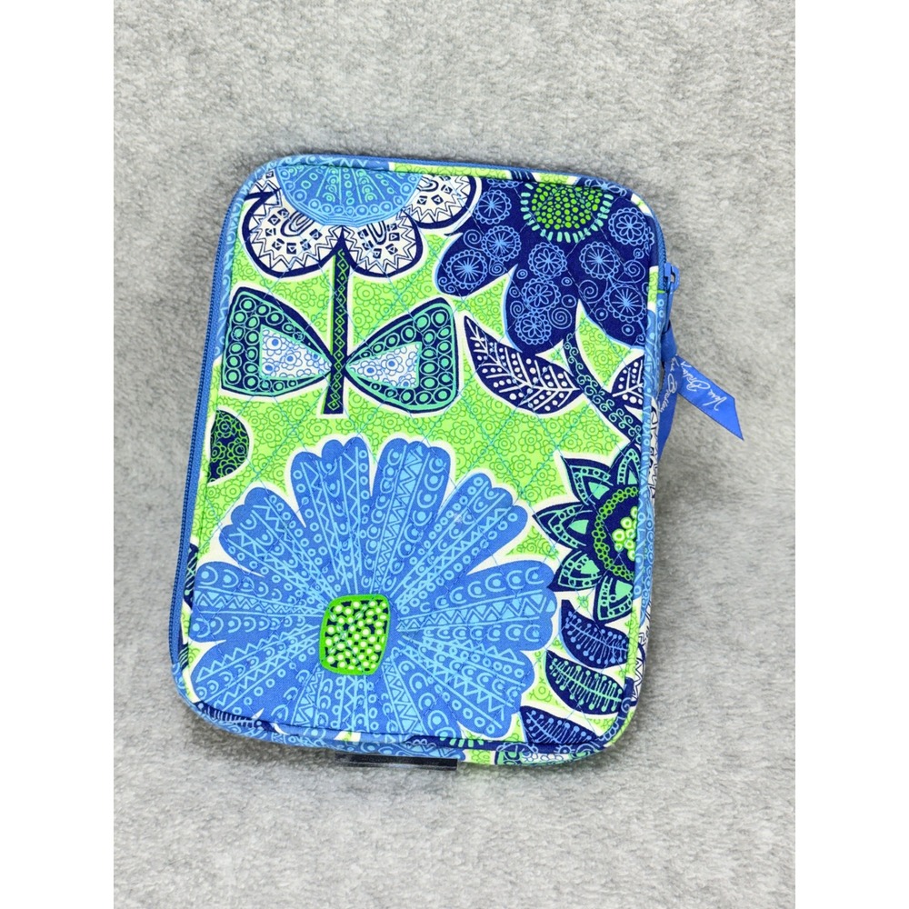 Vera Bradley Quilted Small Tablet Case Blue Green Floral Preppy BOHO Travel